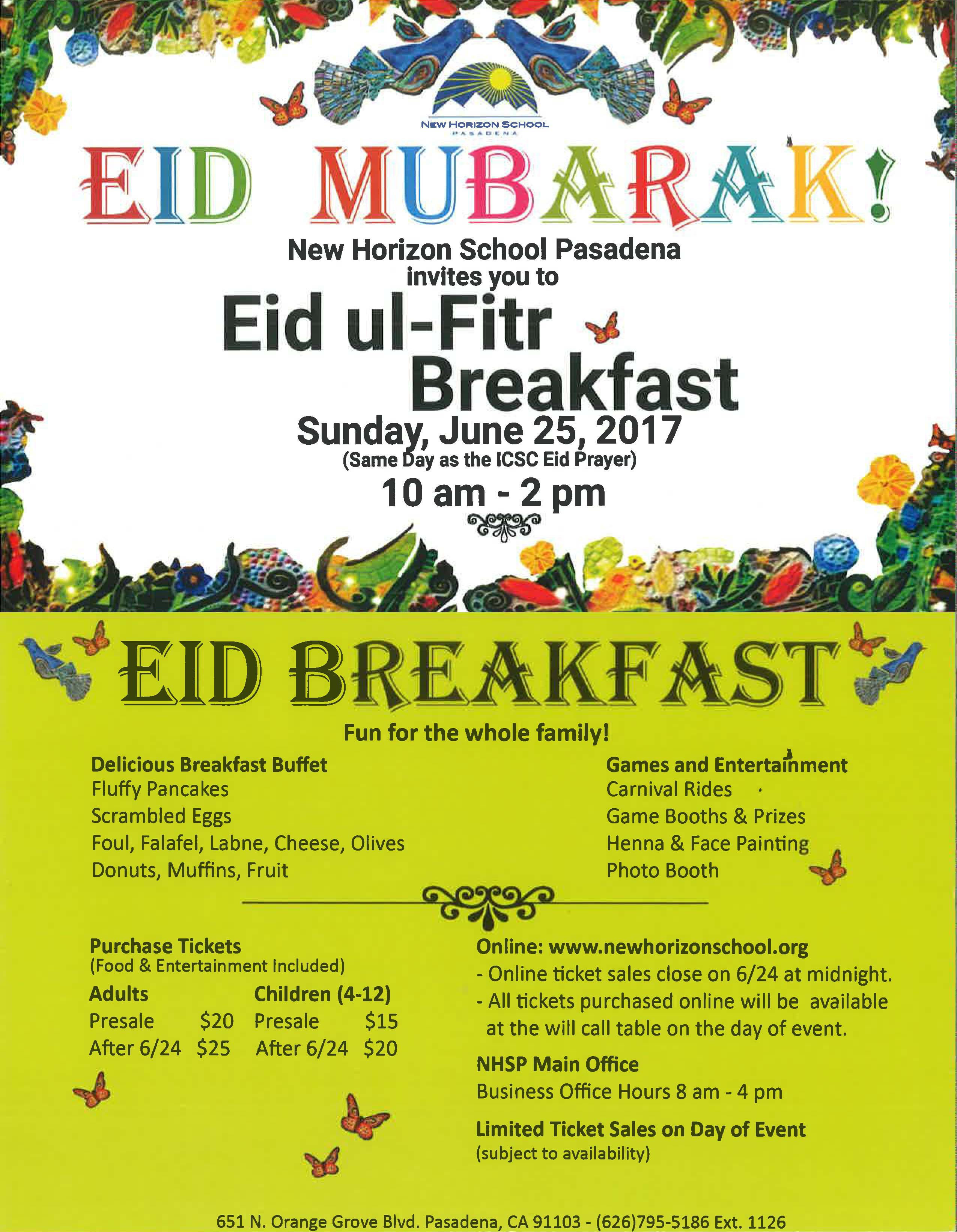Eid Flyer Islamic Center of Southern California