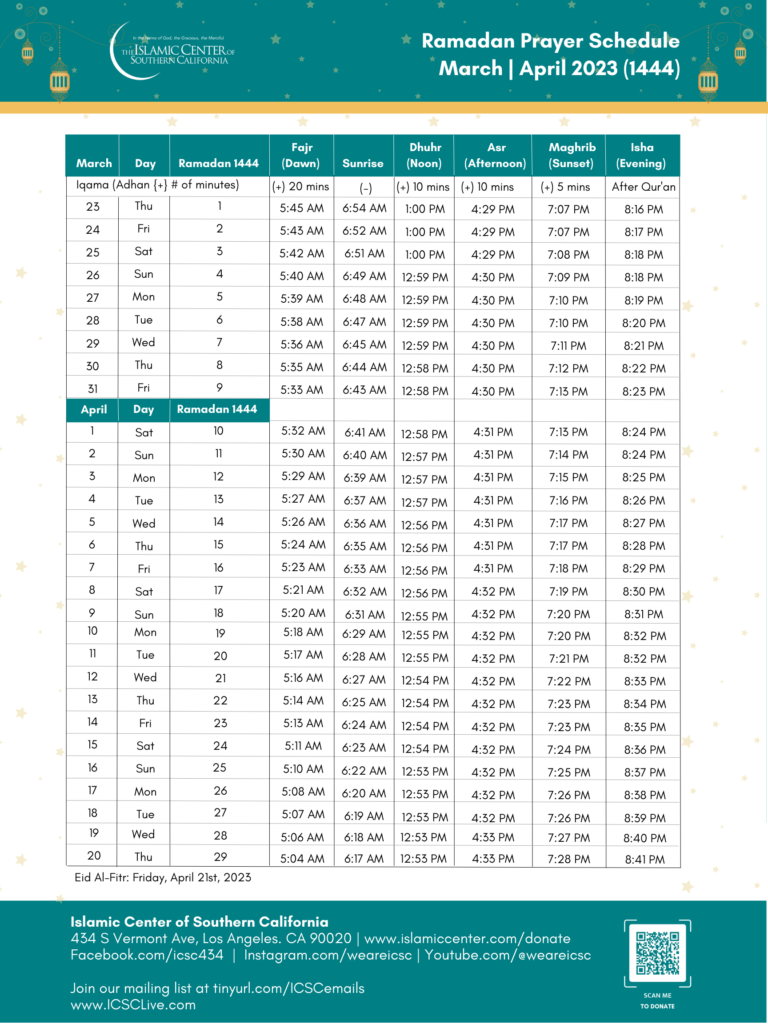 Ramadan Prayer Schedule 2023 1